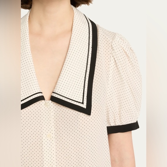 NWT Frame The Sailor Polka Dot Silk Blouse - Picture 7 of 10